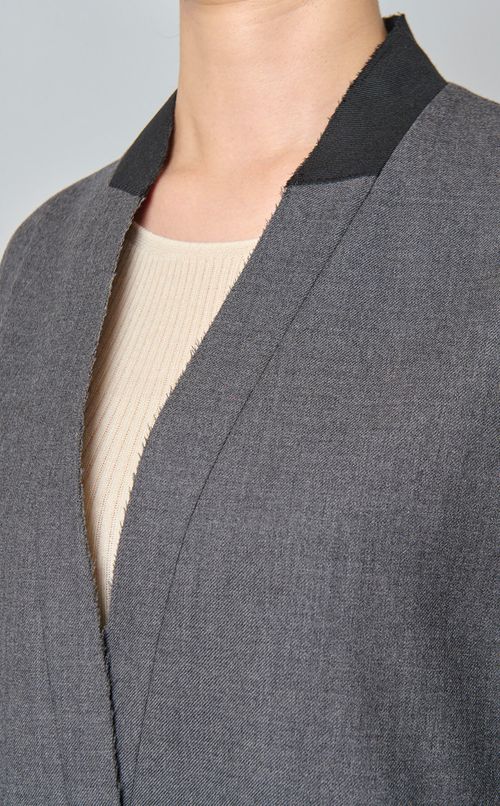 ウールサキソニーノーカラージャケット