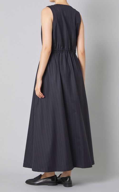 ピンストライプドローコードワンピース