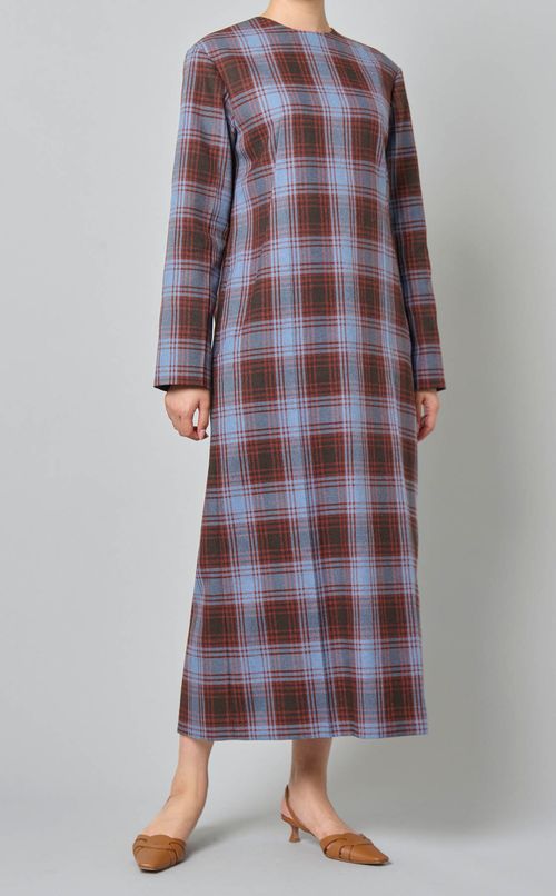 チェックテーラードマキシドレス
