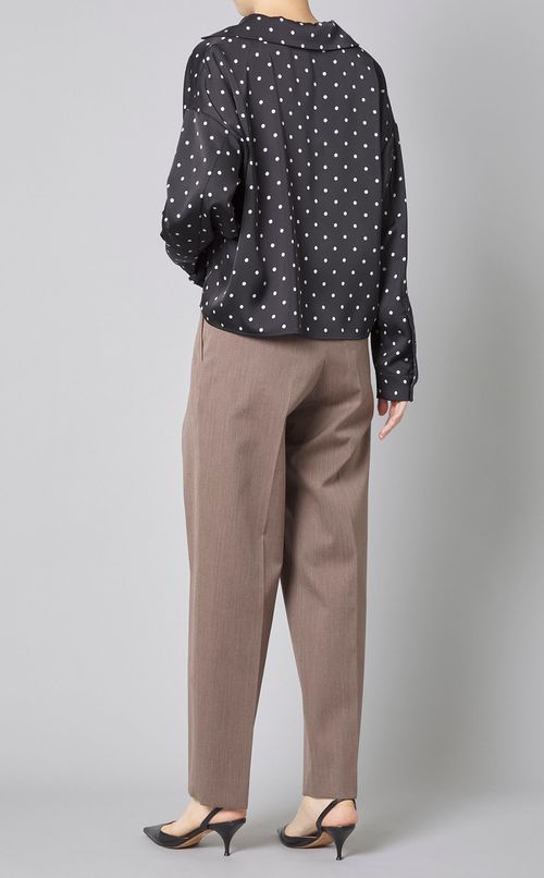 ドットプリントオープンカラーブラウス