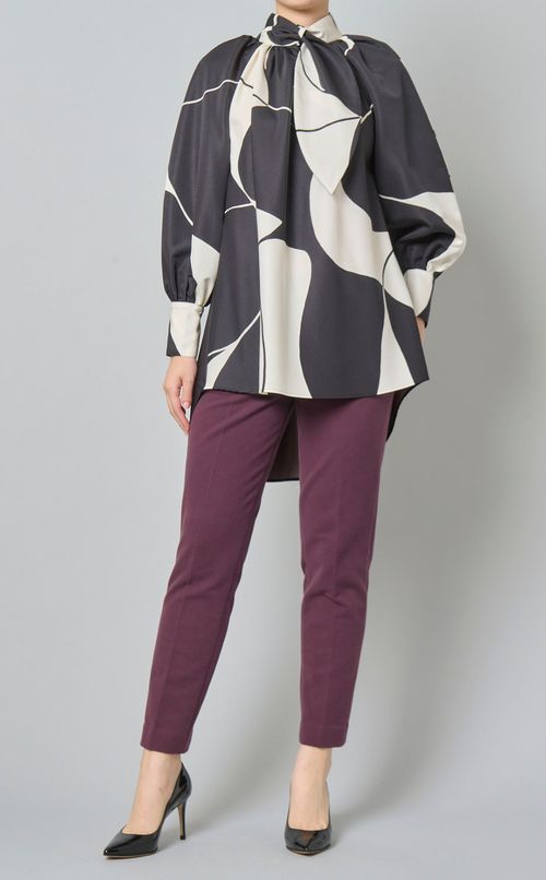 リーフプリントタイカラーブラウス