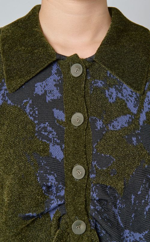 フラワージャガードニットカーディガン