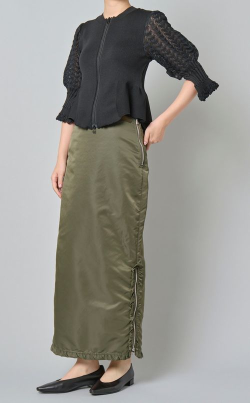 パフスリーブダブルジップカーディガン