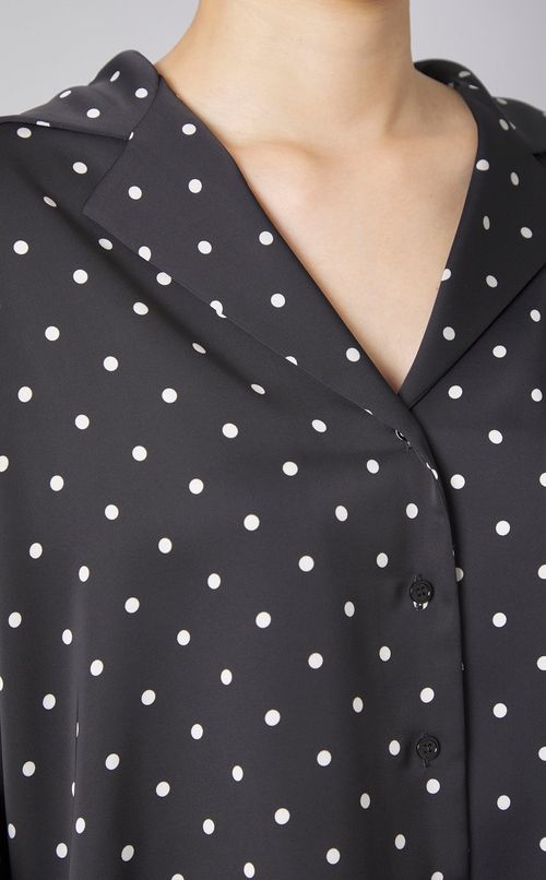 ドットプリントオープンカラーブラウス