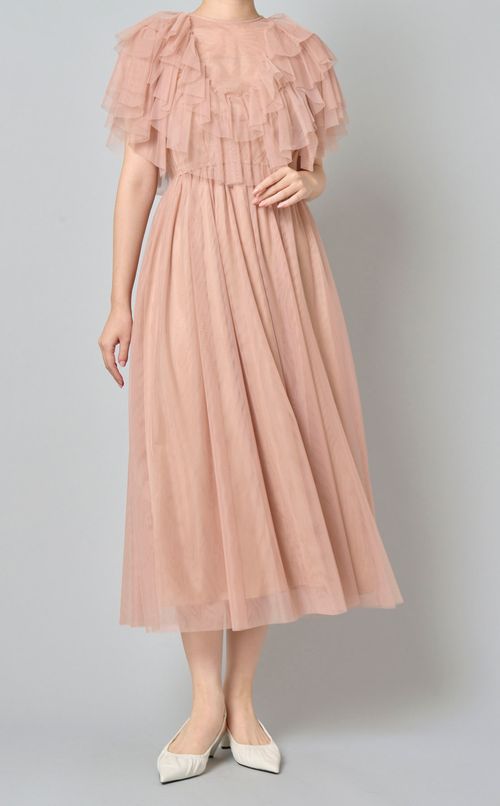 チュールランダムフリルワンピース