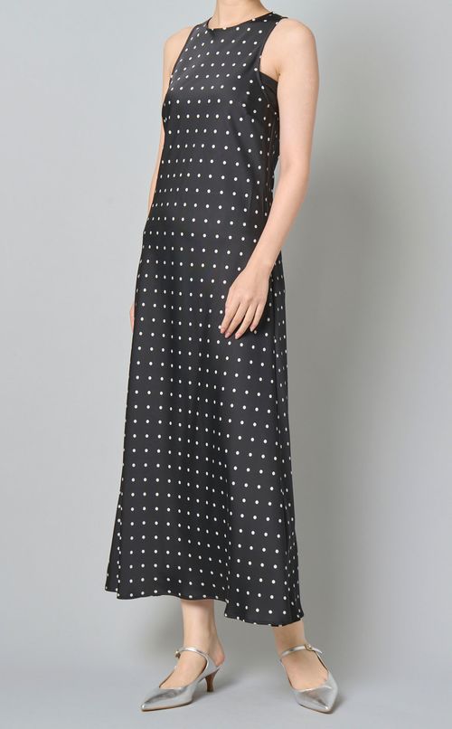 ドットプリントノースリーブワンピース