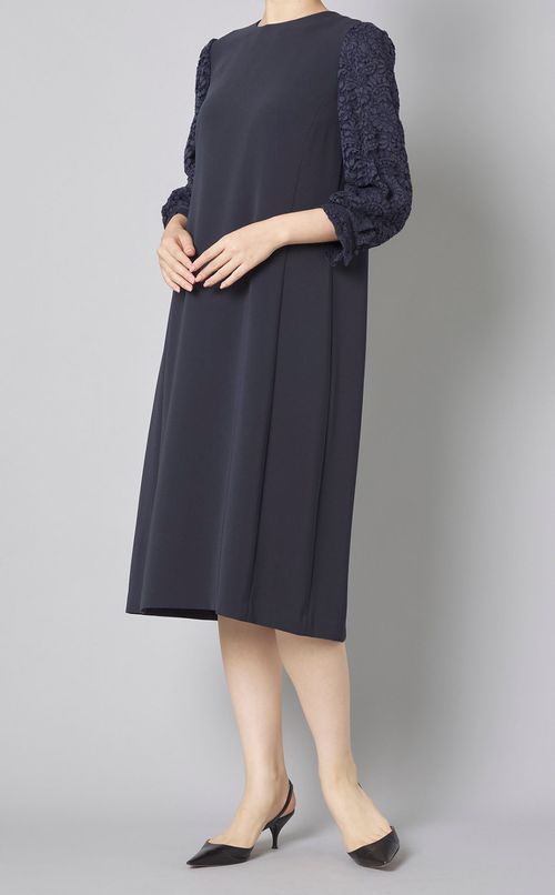 異素材コンビストレートワンピース