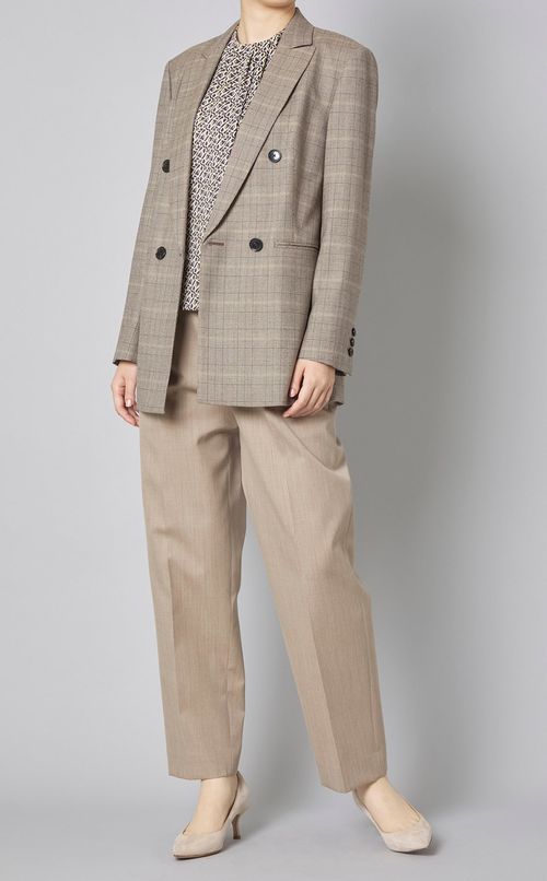 カリグラフィプリントタックブラウス