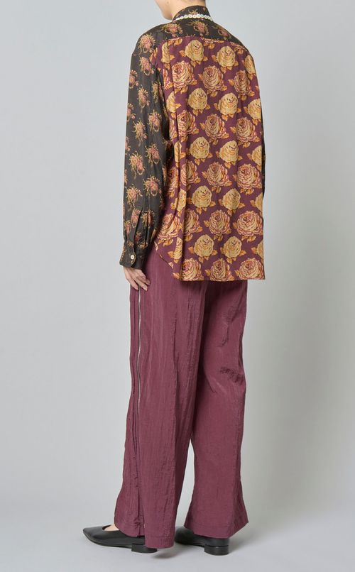 フラワープリントボタンデザインシャツ