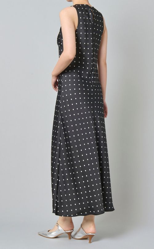 ドットプリントノースリーブワンピース