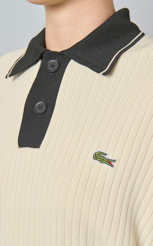 ポロカラーリブニット