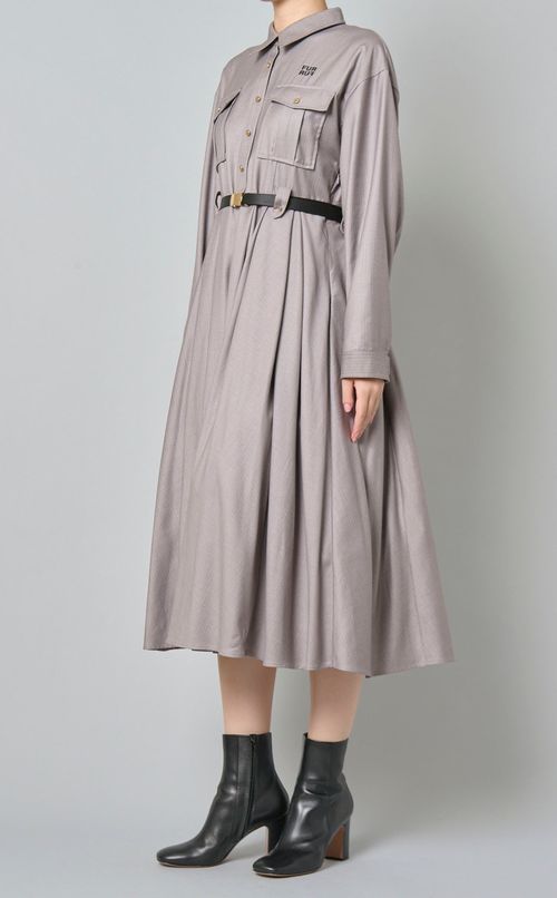 ベルト付シャツワンピース