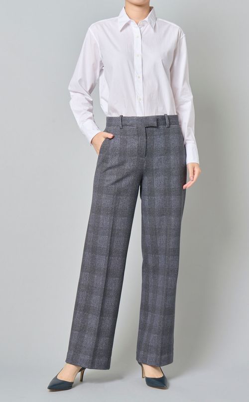 ウールグレンチェックワイドパンツ