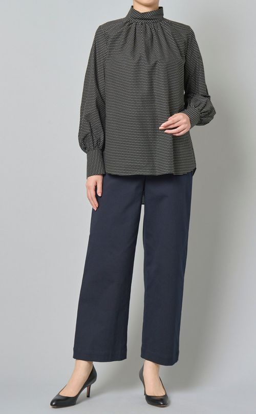 ドビードットハイネックブラウス