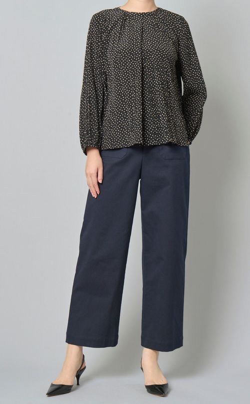 ミニドットランダムプリーツブラウス