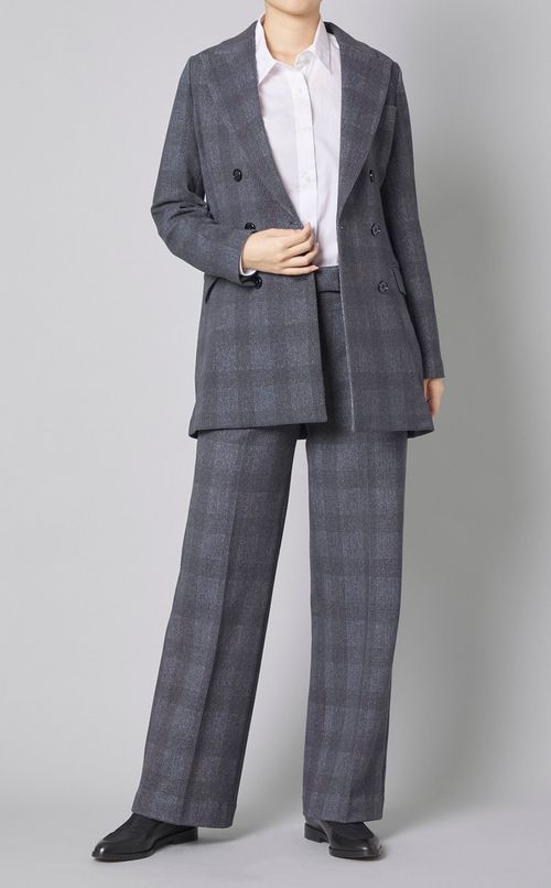 ウールグレンチェックワイドパンツ