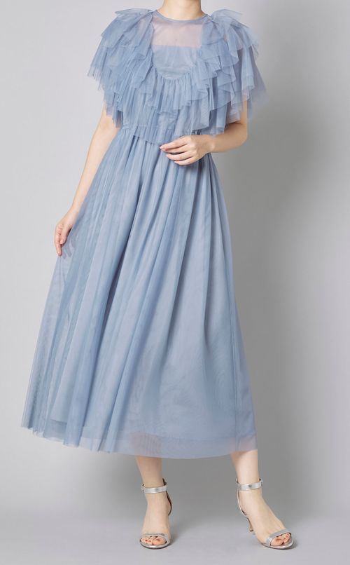 チュールランダムフリルワンピース