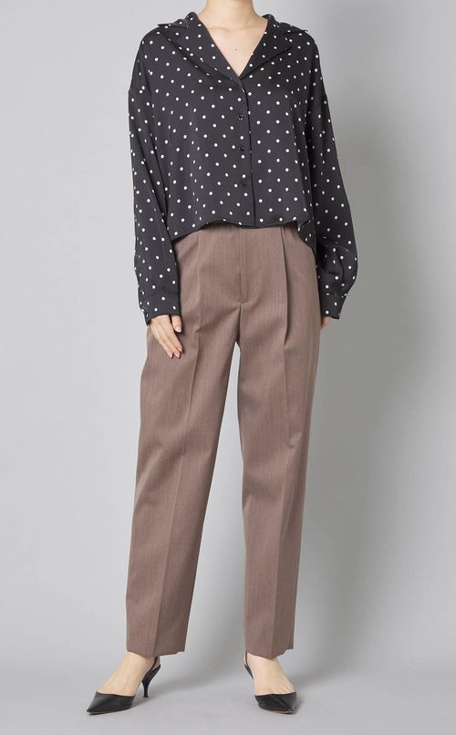 ドットプリントオープンカラーブラウス