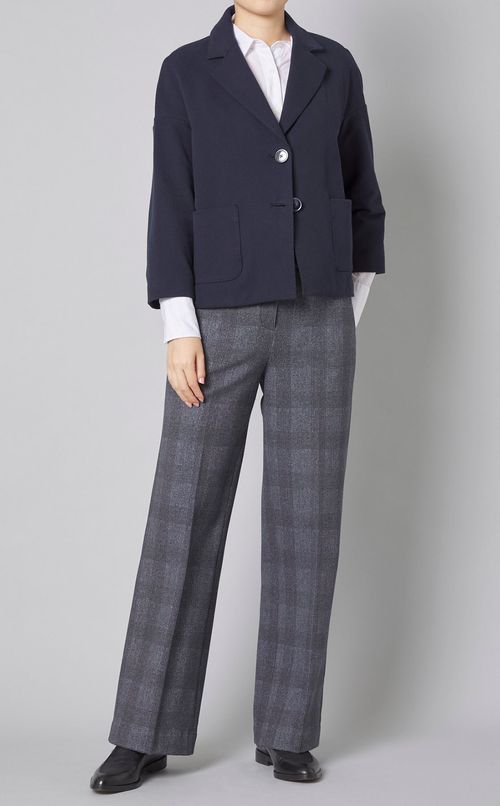 ウールグレンチェックワイドパンツ