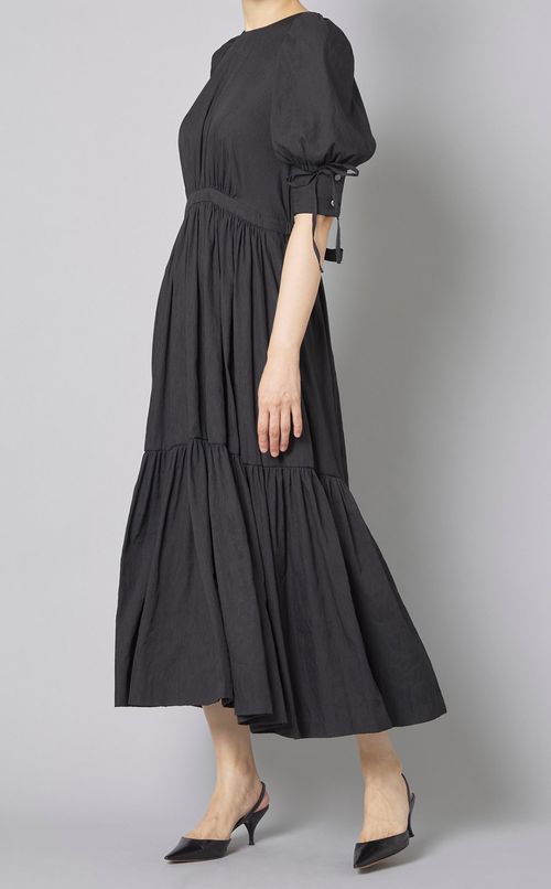 ダンガリーギャザードレープワンピース