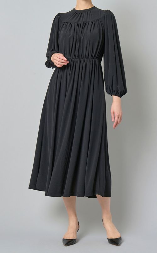 シフォンジャージーギャザードレス