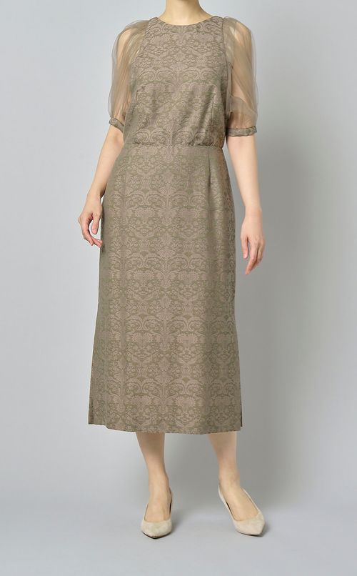 ジャガードシアースリーブワンピース