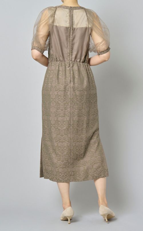 ジャガードシアースリーブワンピース