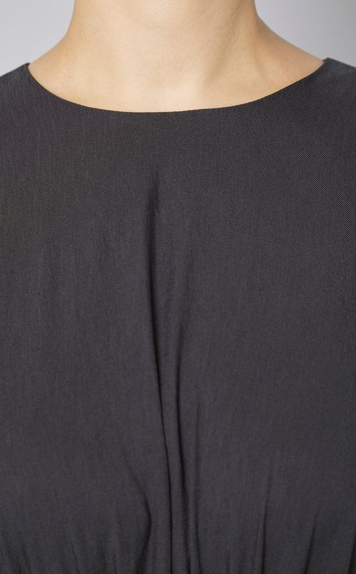 ダンガリーギャザードレープワンピース