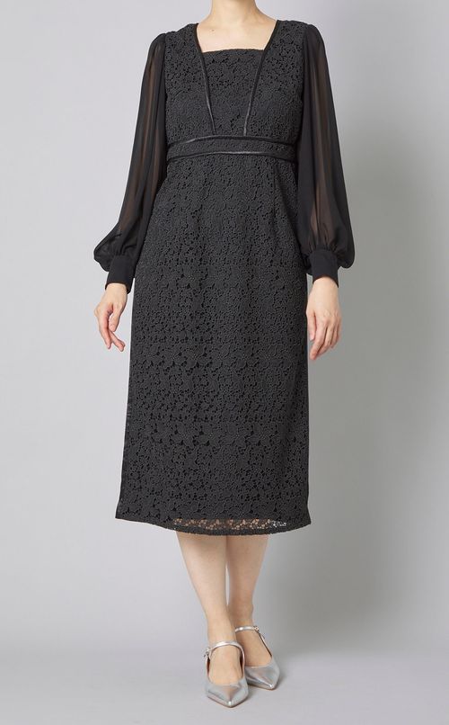 フラワーレースドッキングドレス