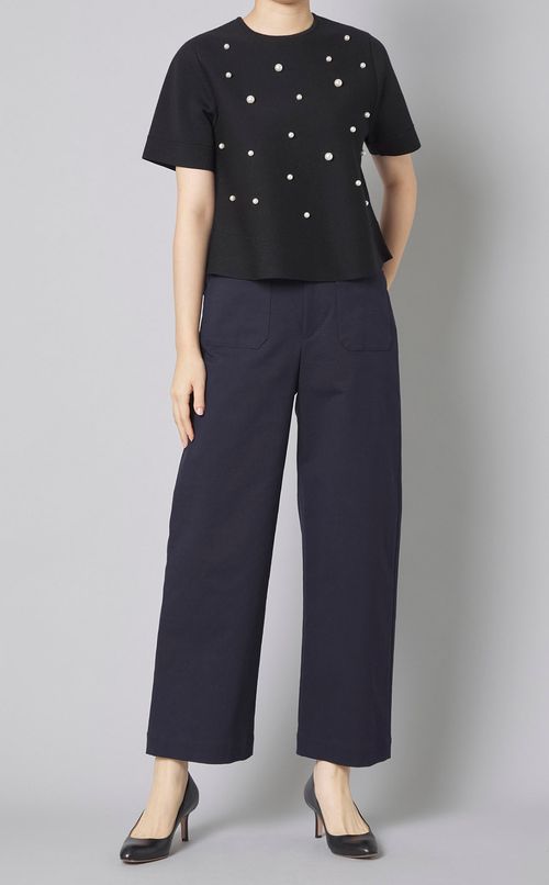 パールボタンAラインニット