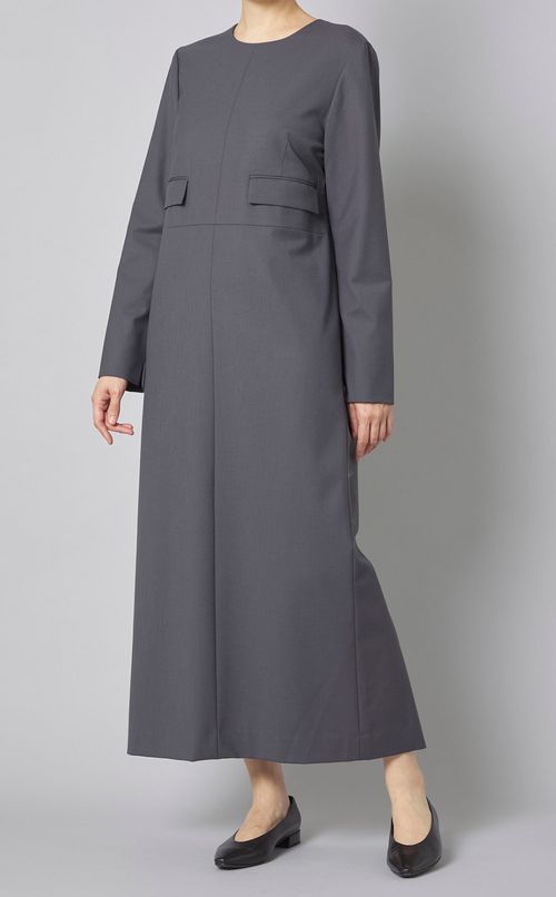 クルーネックフラップポケットワンピース