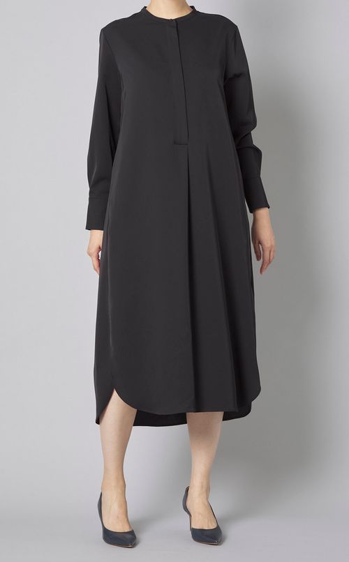 ノーカラーAラインワンピース