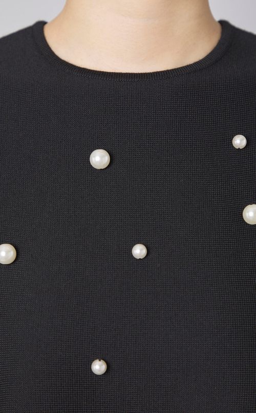 パールボタンAラインニット