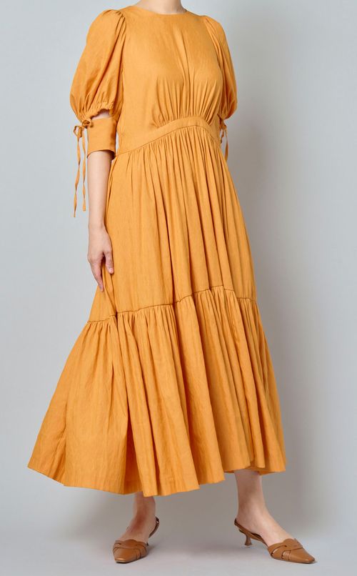 ダンガリーギャザードレープワンピース