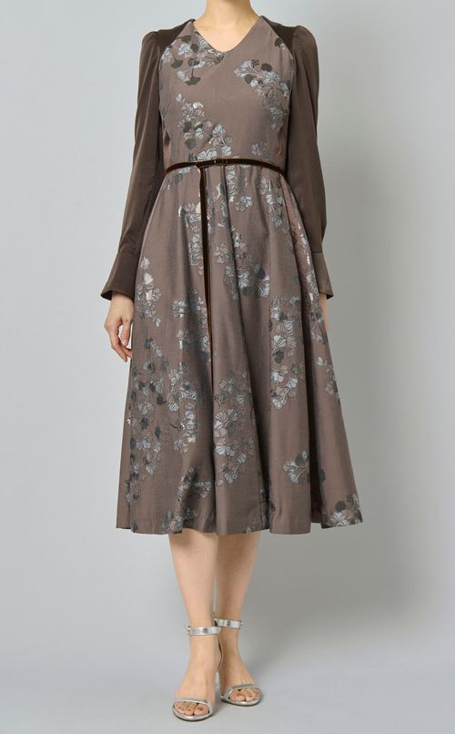 フラワージャガードリボン付ワンピース