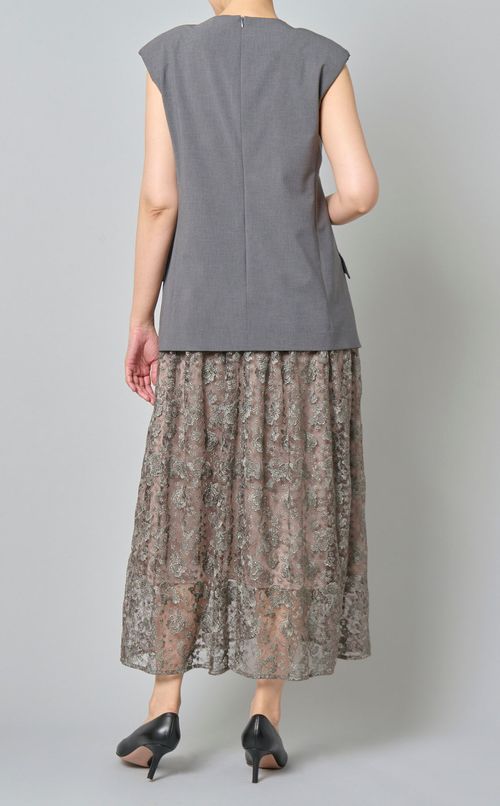 メタルラメレースVネックドレス