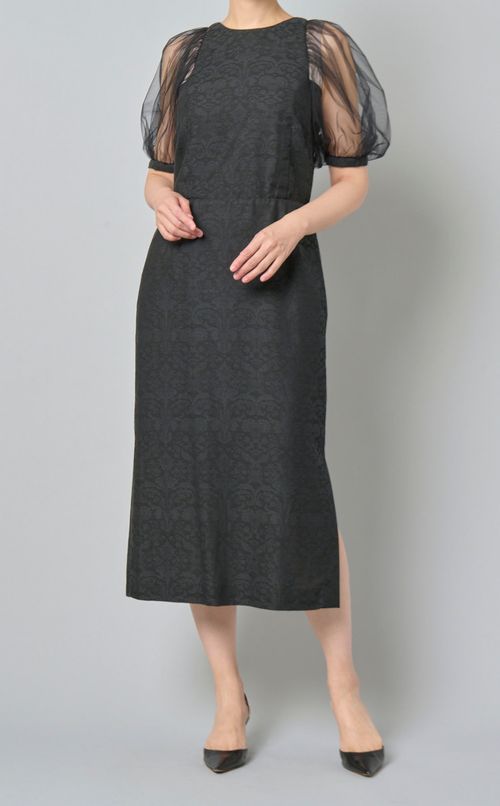 ジャガードシアースリーブワンピース
