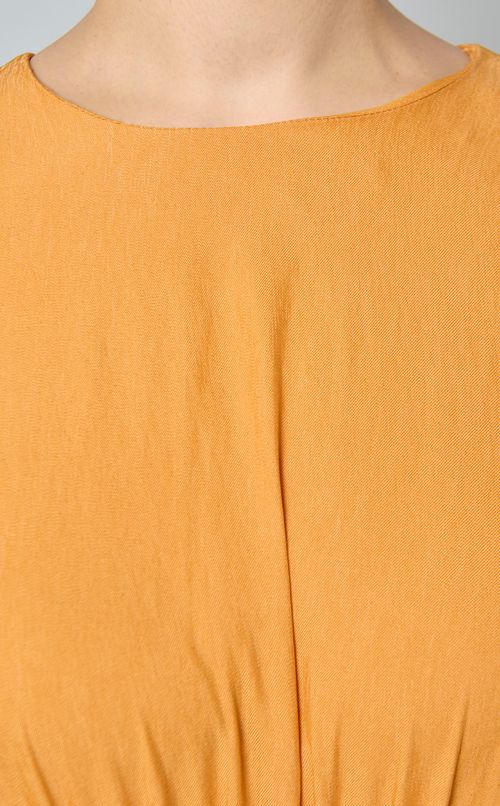 ダンガリーギャザードレープワンピース