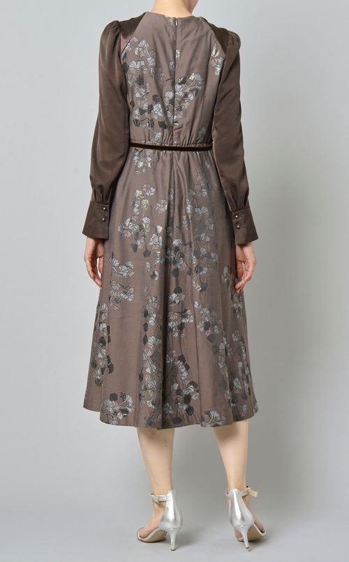 フラワージャガードリボン付ワンピース