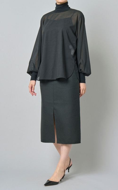 ダブルクロスフロントスリットスカート