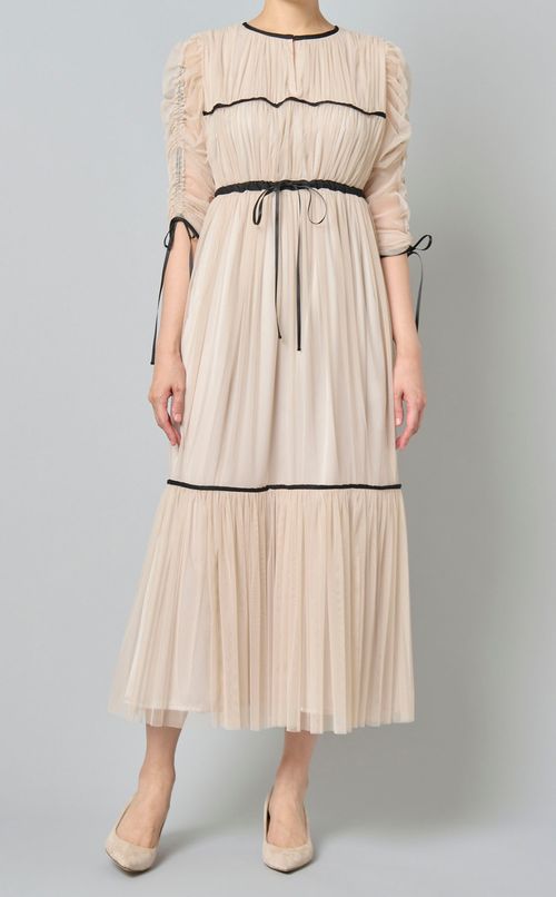 マイクロチュールドレープワンピース