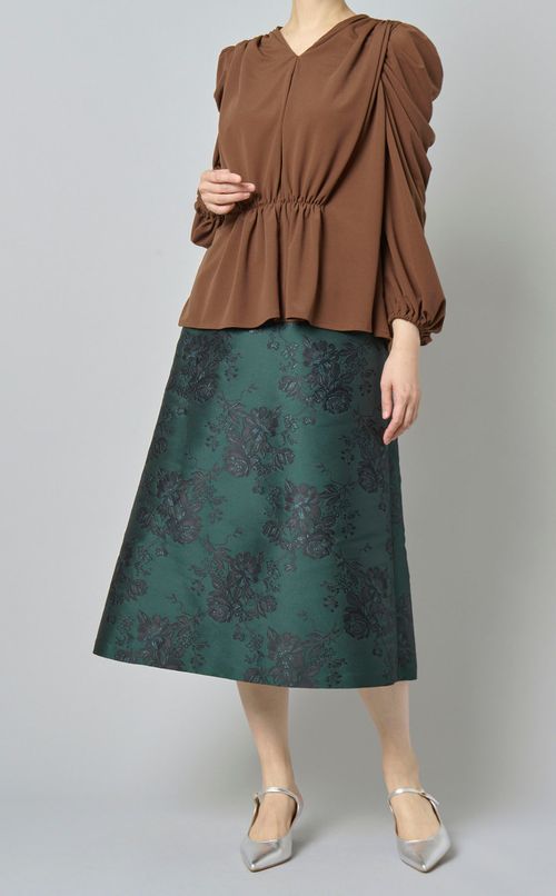 シフォンジャージードレープブラウス