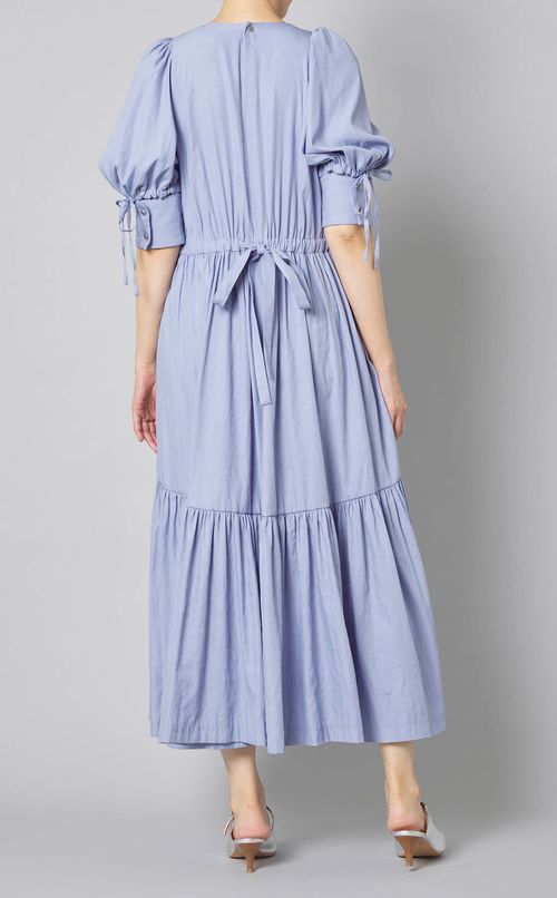 ダンガリーギャザードレープワンピース