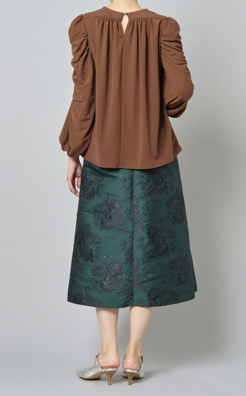 シフォンジャージードレープブラウス