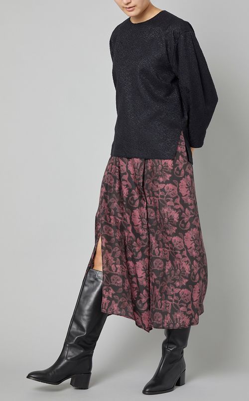 プリントウエストバンドフレアスカート