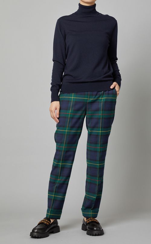 ウール混タータンチェックパンツ