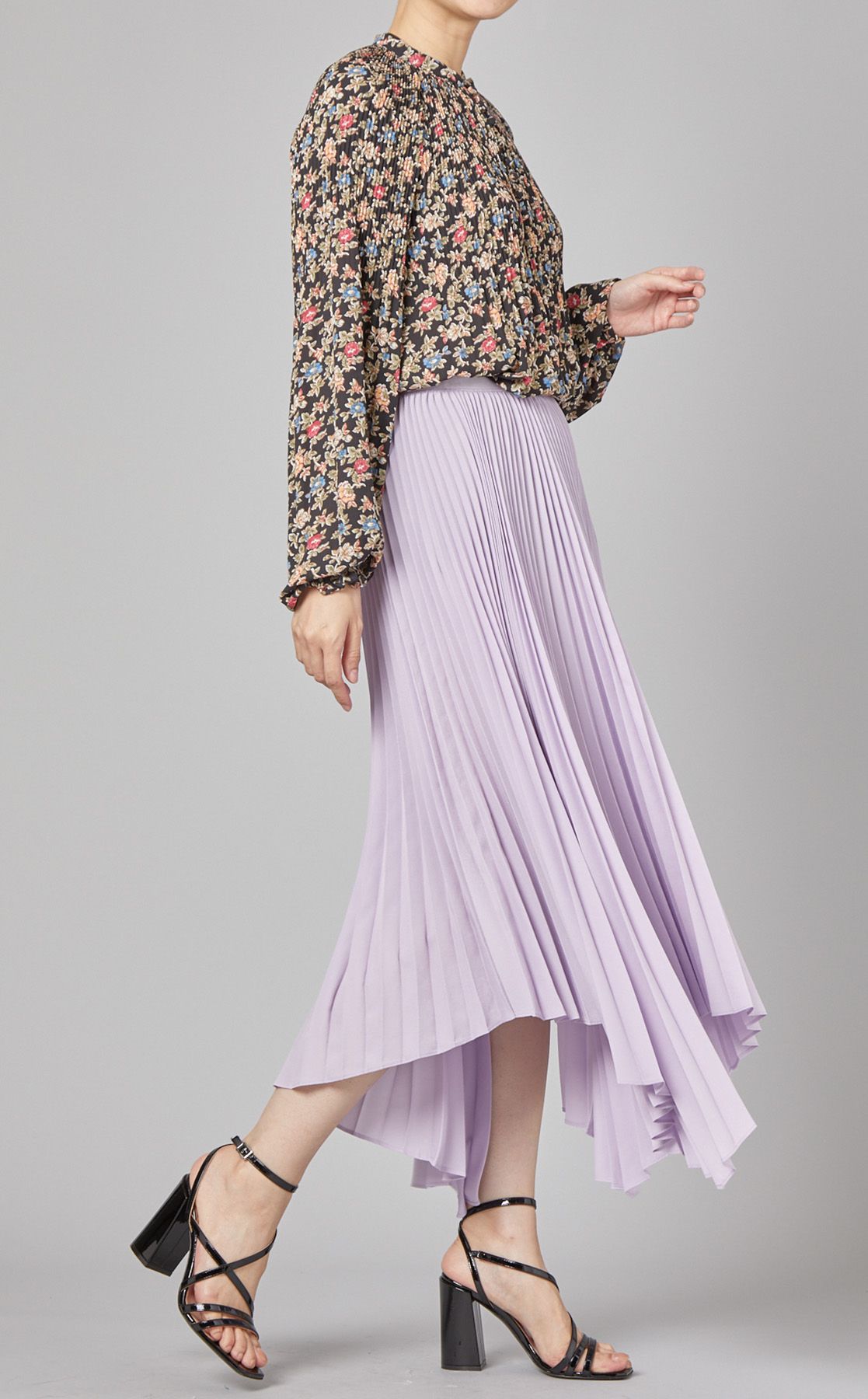 415t*美品 ローレンラルフローレン 小花柄ギャザーワンピース 415t*美