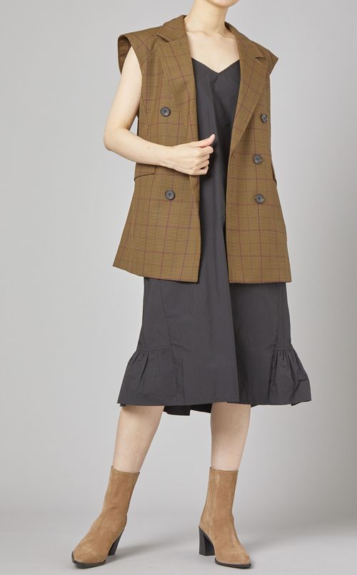 バックラッフルシャツワンピース