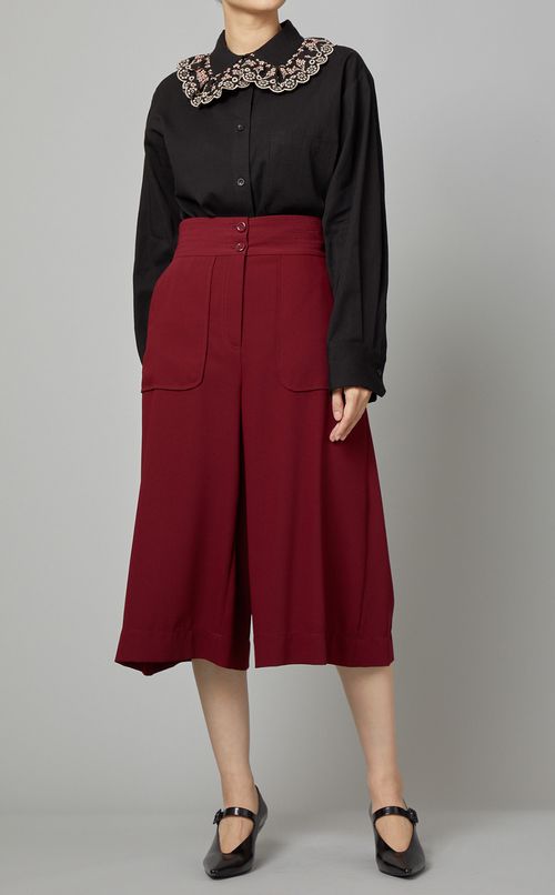 刺繍カラーコットンシャツ