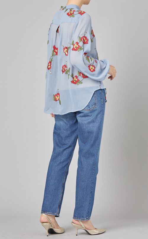 フラワーエンブロイダリーシアーブラウス